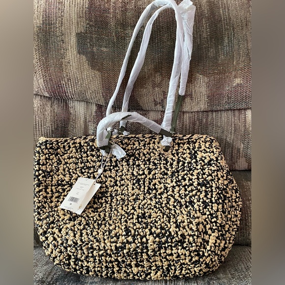 Tory Burch Ella Straw Box Weave Basket Tote. - Picture 2 of 16